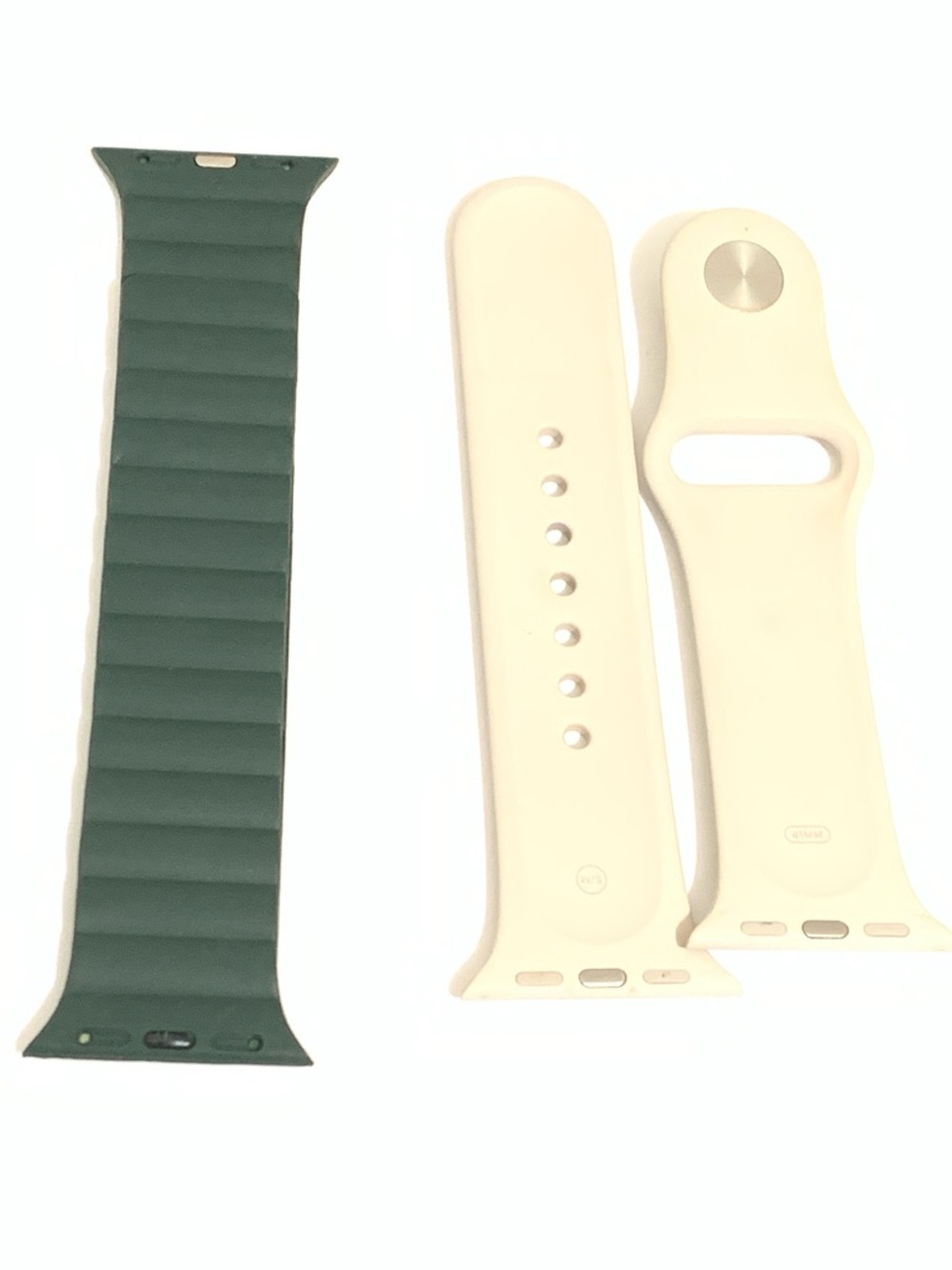 Apple Silicone Watch Band Pair - Dark Green and Cream